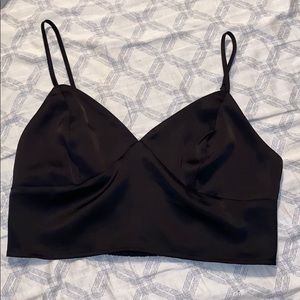 Black silk crop top